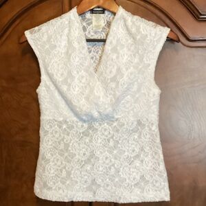 Eyeshadow White Lace Blouse Size Medium